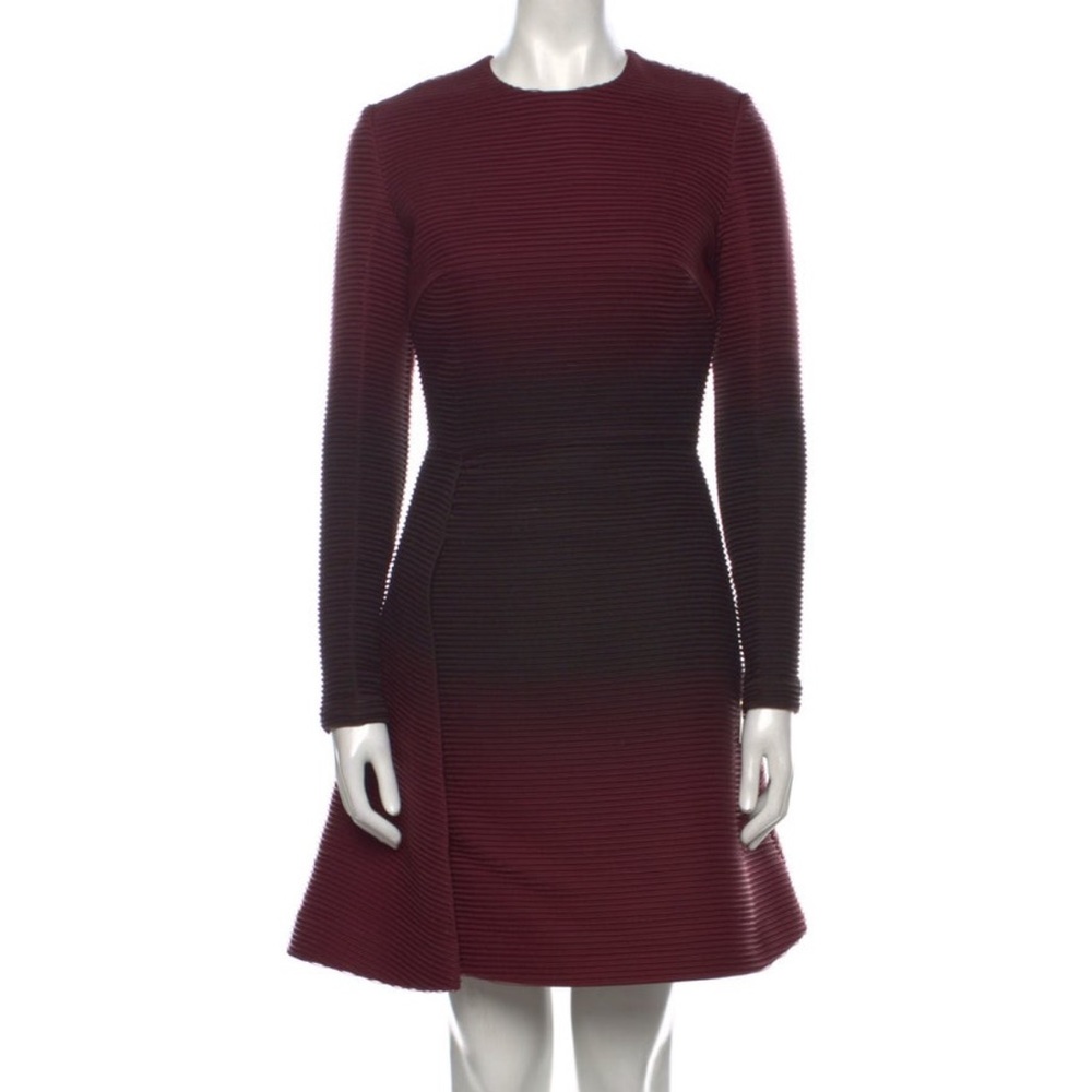 Elie Saab Burgundy Ombré Ribbed Dress sz M / US 8 / FR 40